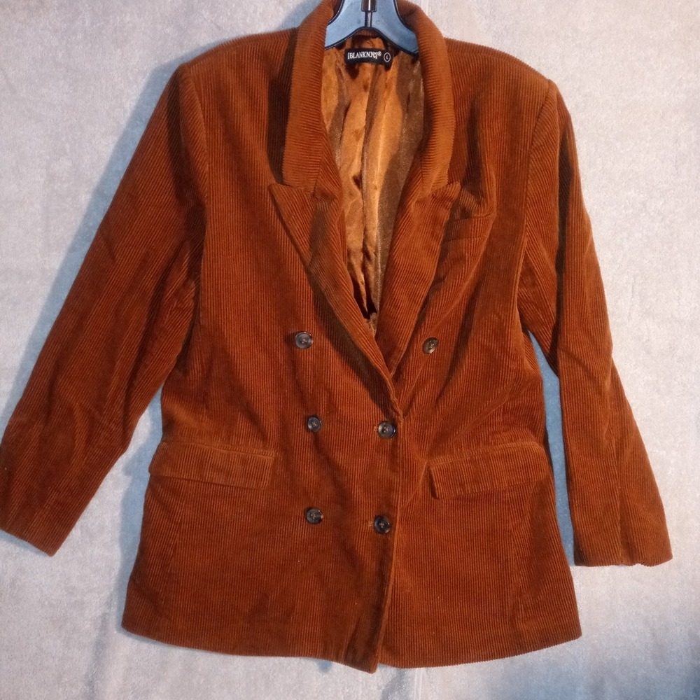 Corduroy Double Breasted blazer jacket sz L women's rust BLANK NYC